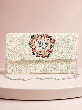 NEW BRIDESMAID Seed Beaded Clutch Bag Handbag Bridal Wedding Purse Crossbody Bag